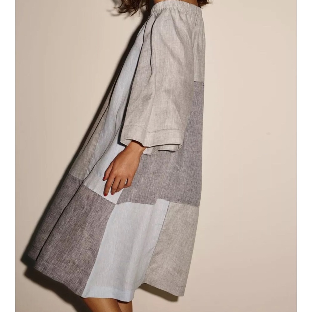 Lisa Marie Fernandez Gray & Blue Color-blocked Dress / cover -up